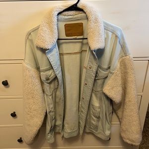 American Eagle Jean Jacket-Fleece Sleeves